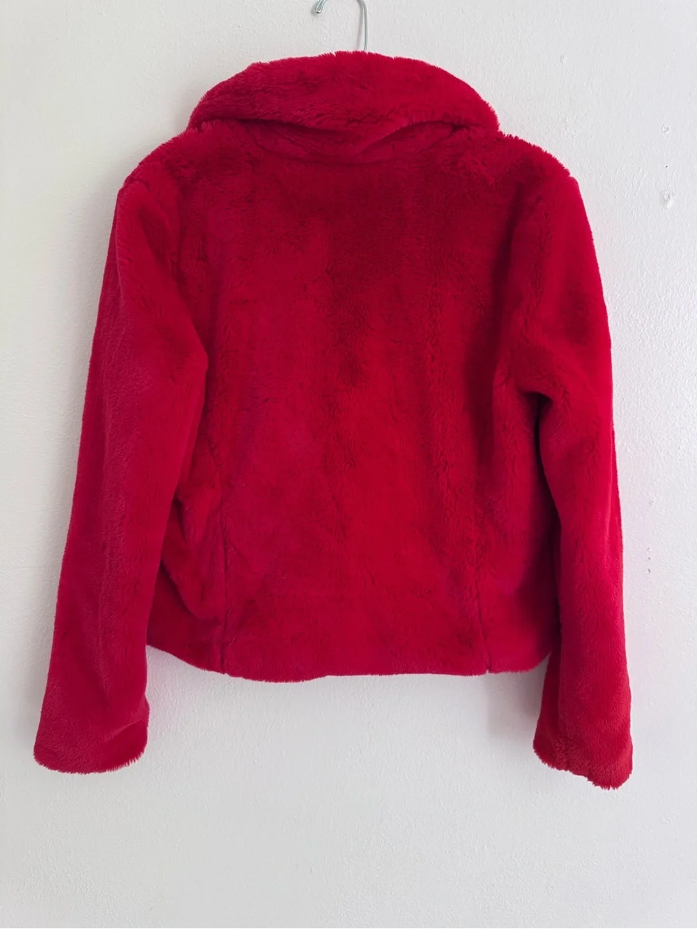 Rebecca Minkoff Red Faux Fur Moto Jacket Size S